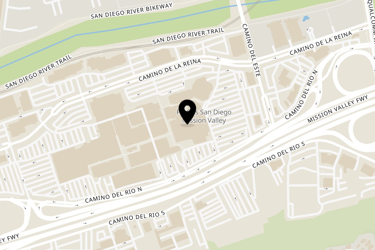 Map showing the location of Havana Grill on 1652 Camino Del Rio N in San Diego